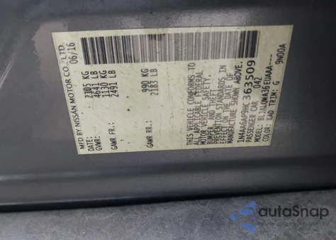 2017 Nissan Maxima 3.5 Platinum/3.5 S/3.5 Sl/3.5 Sr/3.5 Sv z USA, uszkodzony, nr VIN 1N4AA6AP9HC363509